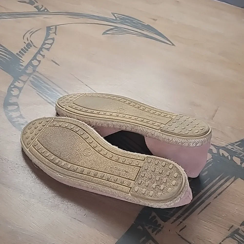 Verbenas Cruz Suede Espadrille Flats Pink Open Toe Size 8.5/9 Comfort Slip On